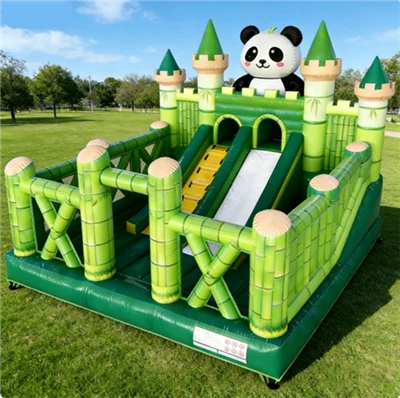 Terrain de jeu gonflable amusant panda géant avec toboggan